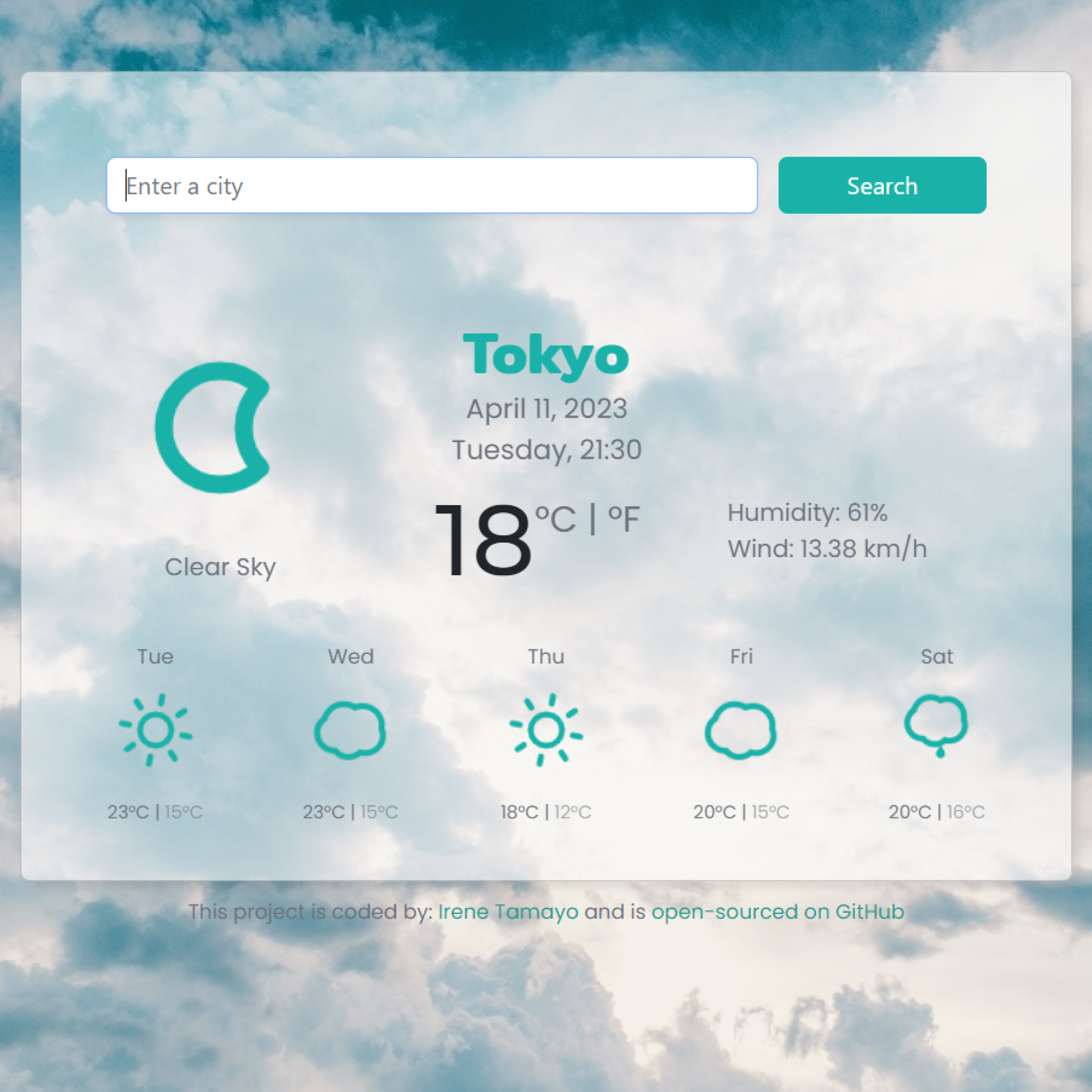 ReactJS Weather App preview